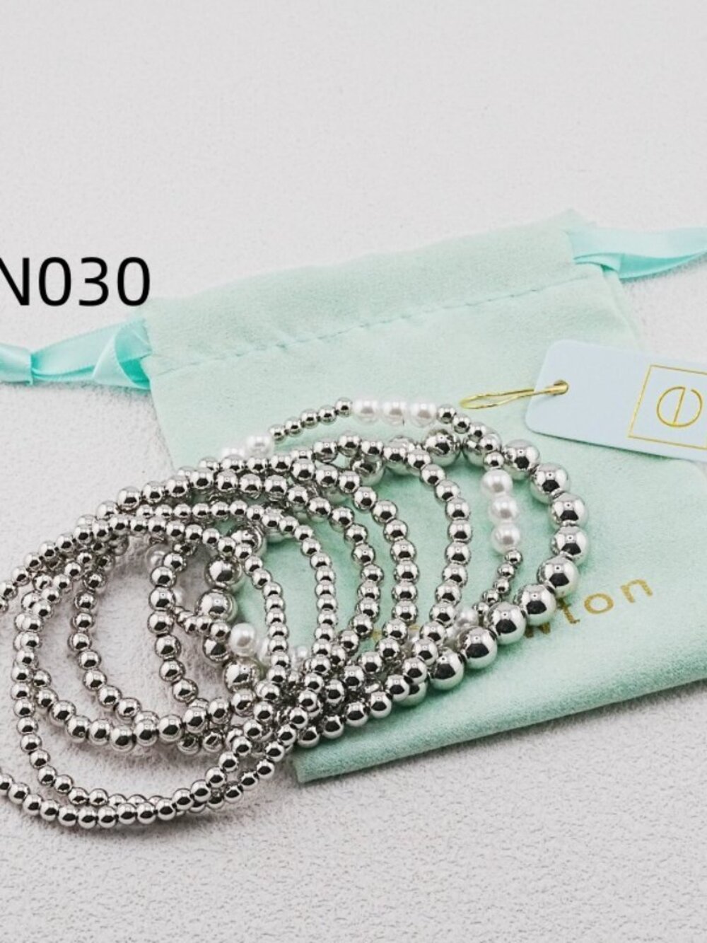 Enewton Platinum Bead Seven-Piece Bracelet Set
